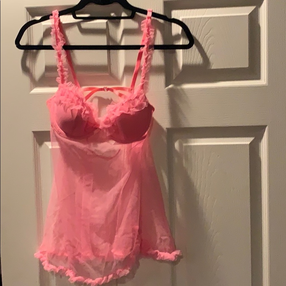 Victoria’s Secret lingerie top. Pink satin & lace